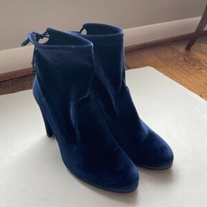 Stuart Weitzman Velvet Heeled Boots - Deep Blue